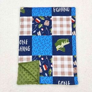 Fishing Themed Minky Baby Blanket fishing themed nursery